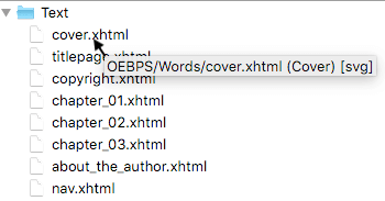 Using tool tips in Book Browser to see File details.